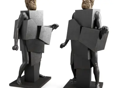 Man of cubes sculpture Low-poly 3D model