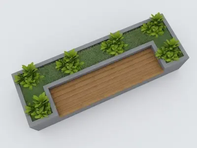 Modern Bench Street and Garden 8 3D model