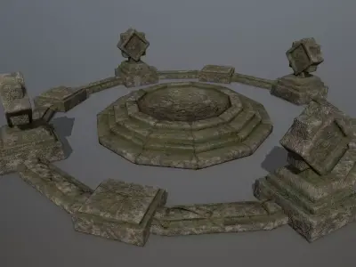 temple 1 stone circle with stones Low-poly 3D model
