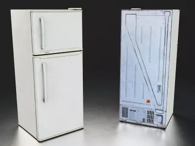 Vintage Double Door Refrigerator 3D Model Low-poly 3D model