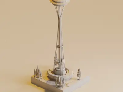 Space Needle Low-poly 3D model