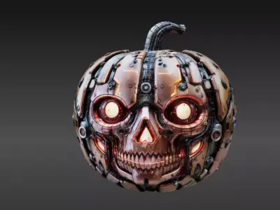 Cyber Jack Pumpkin Futuristic Halloween Sci-Fi Jack-O-Lantern 3D print model