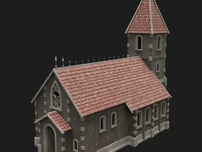 MEDIEVAL CHURCH GOTHIC TEMPLE FANTASY OLD MIDDLE AGES COLLECTION Low-poly 3D model