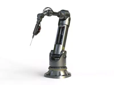 Industrial Robotic Arm with Rigged and Animated Low-poly 3D model