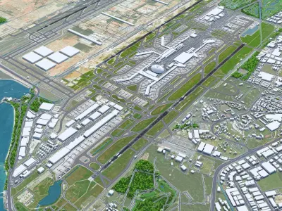 Singapore Changi Airport 10km Low-poly 3D model