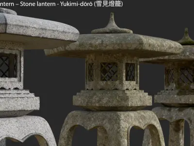  Stone lantern - Yukimidoro 3D model