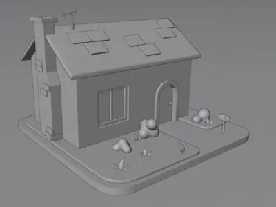 Cartoon house Low-poly 3D model 25
