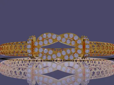Diamond set twisted Rope bracelet 3D print model