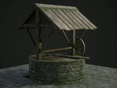 Ancient Stone Well for Games Low-poly 3D model
