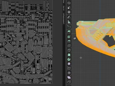 Sci-fi gun Alien Low-poly 3D model