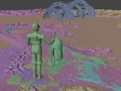 Star Wars Desert Scene Low-poly 3D model