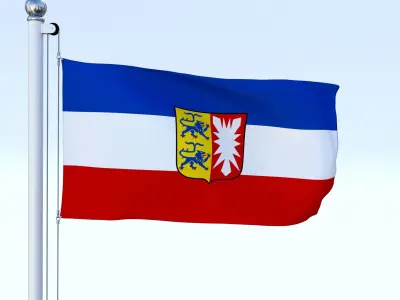 Animated Schleswig-Holstein German State Flag Low-poly 3D model