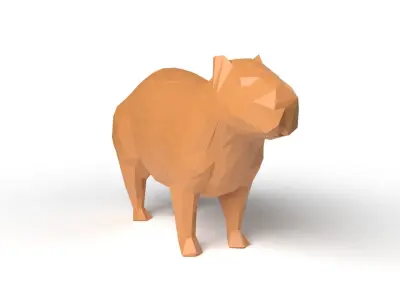 Capybara Low Poligonal Low-poly 3D model