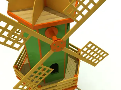  Windmill Wood Kid Playground high Detail 3D model 3D model