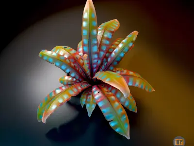 Alien Plant Fern Type 3 Low-poly 3D model