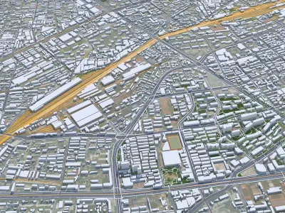 Jinan Shandong China 70km AI Low-poly 3D model