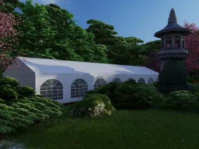 Marquee model tent with windows 3D model
