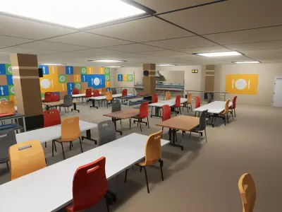 School Dining Room Low-poly 3D model