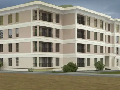 Modern Residential Apartment Building 4 Floor Exterior 3D model