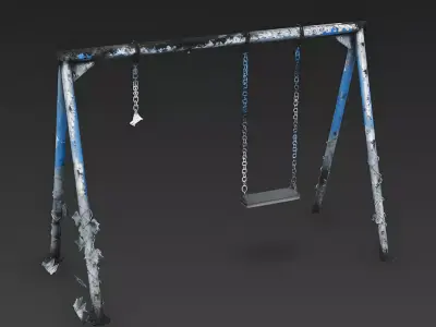 Post-Apocalyptic Abandoned Swing Set 3D Model Low-poly 3D model