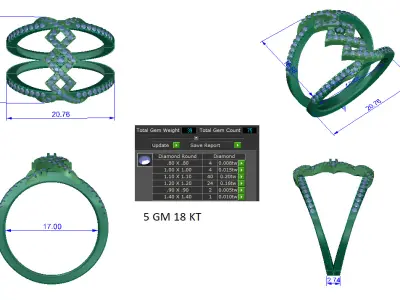 Women Ring  Render 3dm STL OBJ FBX Details 3D print model 368
