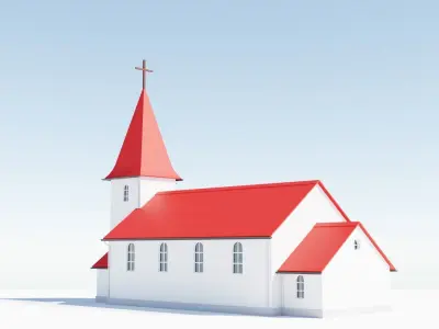 Church with door Low-poly 3D model