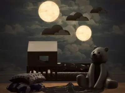 A Moon Wall Lamp Low-poly 3D model