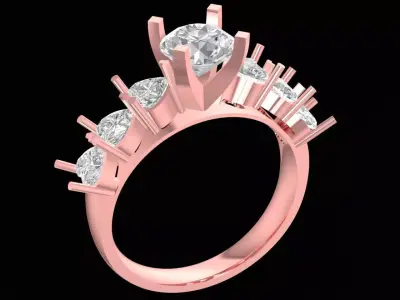 Modern Graduated Diamond Band Ring for Women 3136  3D print model