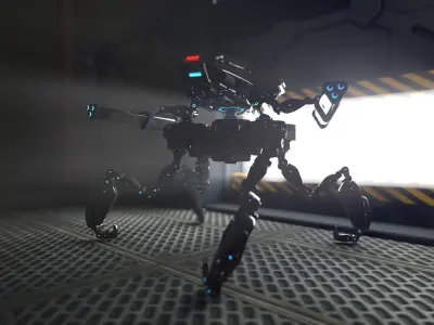four leg robot Full rigged 3D model