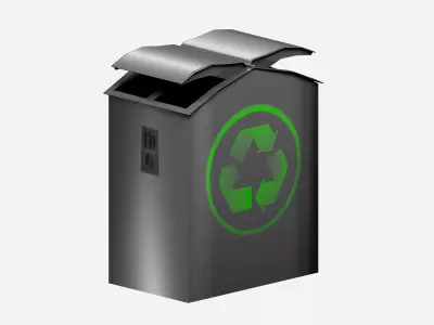 Metal box type metal dust bin Low-poly 3D model