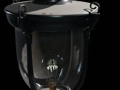 Lamp post number 3 and Bulb 3D model