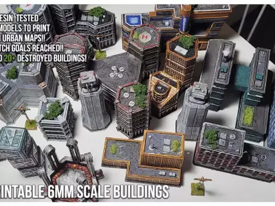Futuristic Urban 6mm Scale 3D Printable Assets 3D print model