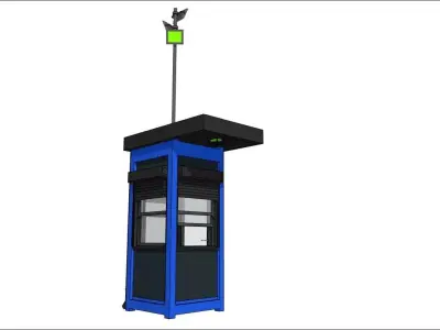 container guard booth 125cm x 125cm with roof above many formats 3D model