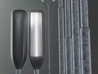 Street Light 3 Galvanized F4 M1 K0 6000 mm  Low-poly 3D model