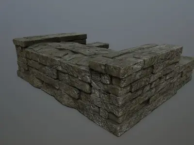 Ruin Stairs Low-poly 3D model 6