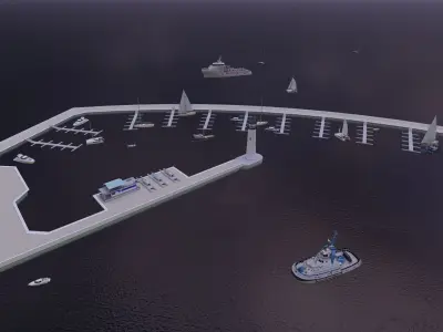 Beach pier-Coastal wharf-Seaside pier 3D model