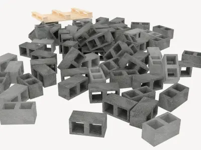 concrete bricks pallet 2 3D model