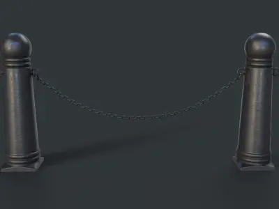 Street Bollard 08 PBR Game Ready Low-poly 3D model