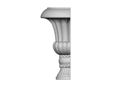 Half carved urn wall shelf bracket and corbel 3D print model