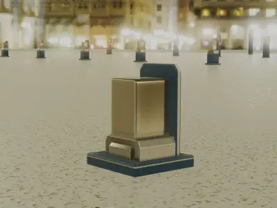 Street Light 8 Bollard 200mm Futuristic Blue Version 2 Low-poly 3D model