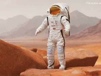  Empty Modern Lunar Mission Spacesuit A-pose 