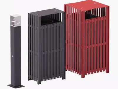 Trash Can Set 3D model