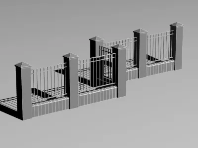 Brick fence 03 3D model