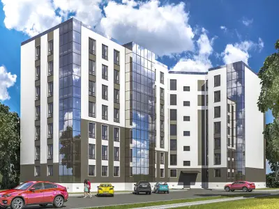 Apartment brick building 3D model