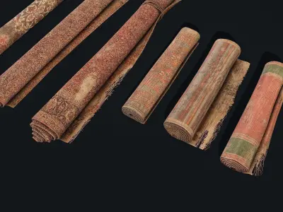 Folded Carpets Low-poly 3D model