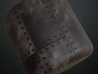 Black Rusty Riveted Metal Plate PBR Seamless Texture