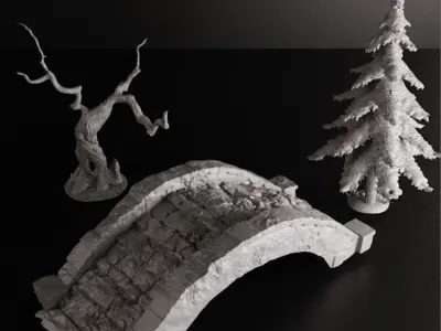 Forest Terrain Pack 1  Tabletop STL Set Pre Supported 3D print model