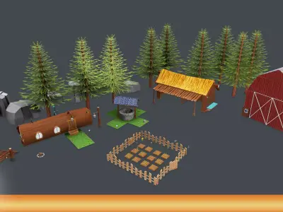 Farm Pack Hand Painted Low-poly 3D model