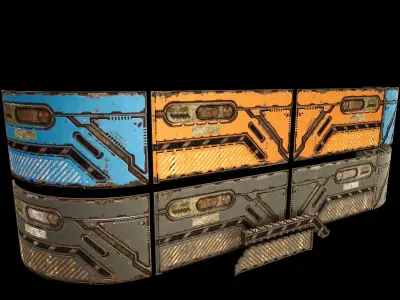 sci fi Door - modular concept - PBR Low-poly 3D model