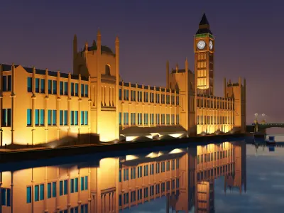 London Big Ben - lowpoly Low-poly 3D model